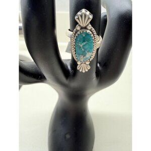 NWT Artisan Sterling Silver White Water Turquoise Ring Shell Accents Adj gift